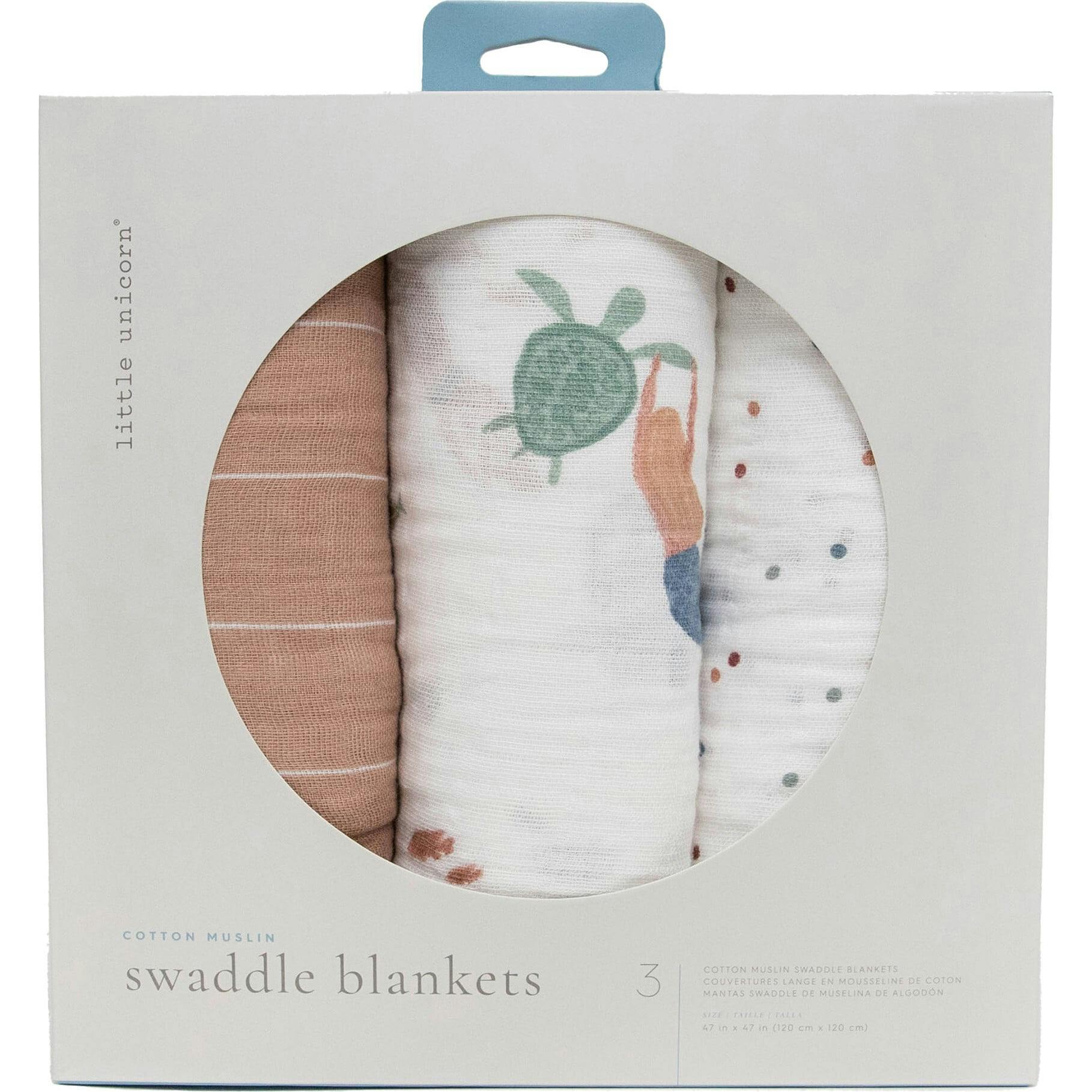 Cotton Muslin Swaddle Blanket 3 Pack - Mermaids