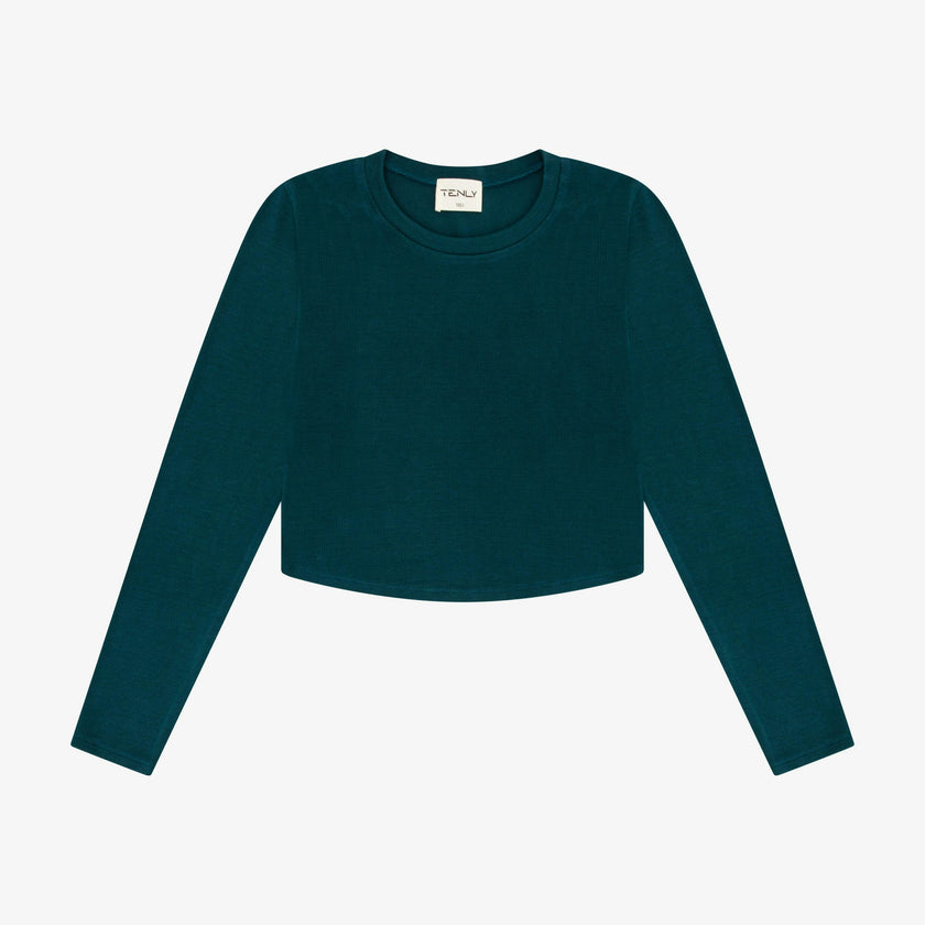 Tenly Rayon Rib Curved Hem L/S Top