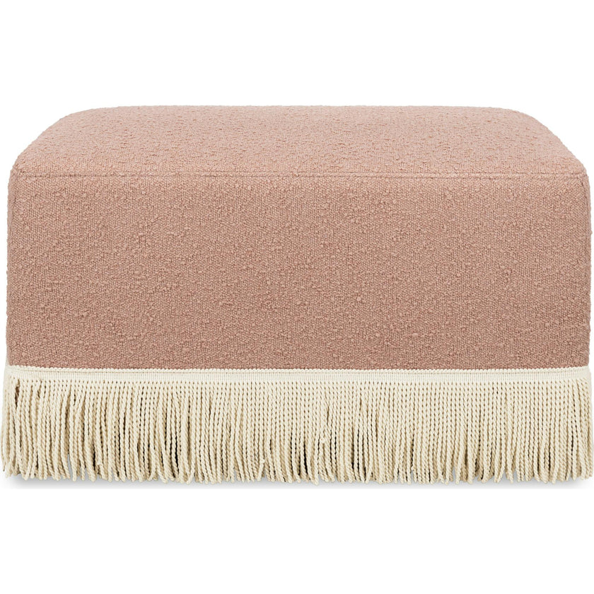 Crawford Boucle With Tassel Fringe Gliding Ottoman
