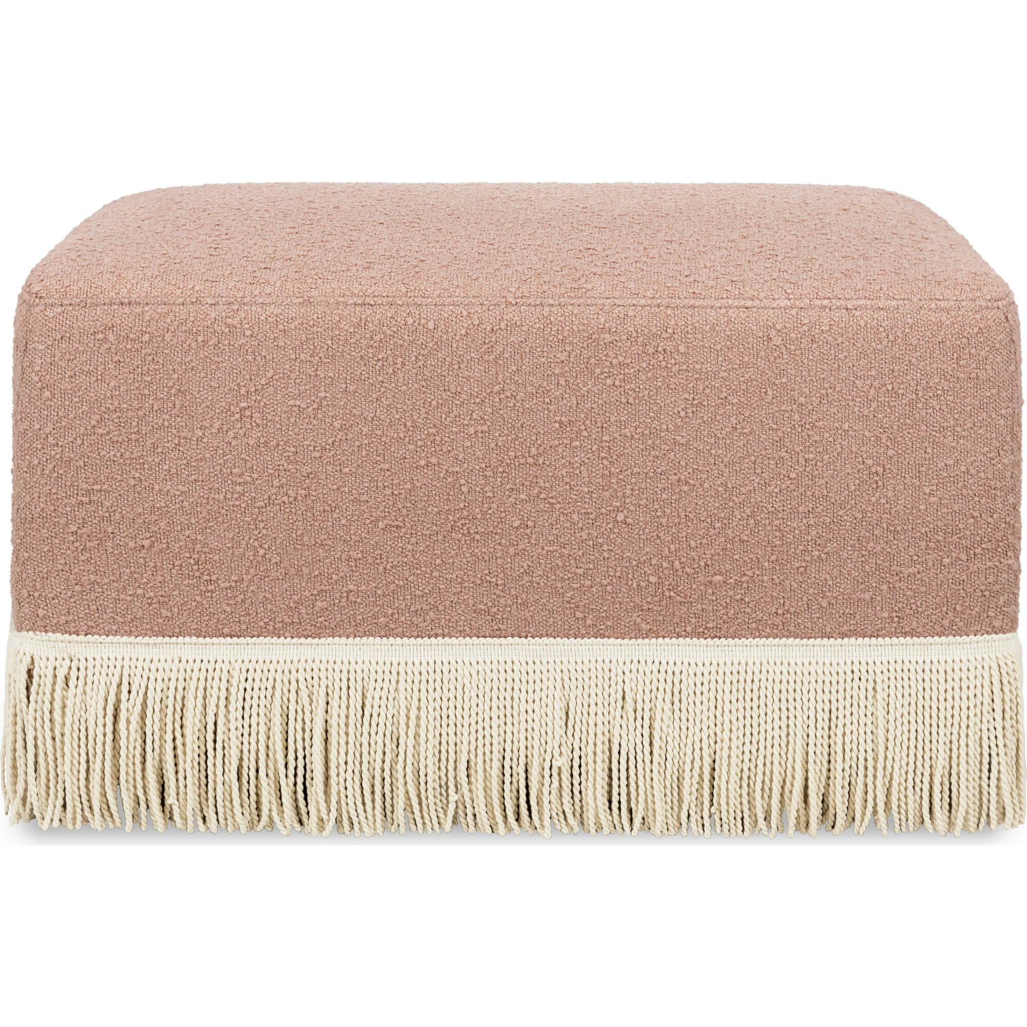 Crawford Boucle With Tassel Fringe Gliding Ottoman