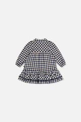Baby Shirt Dress With Frills Blue And White Gingham Print