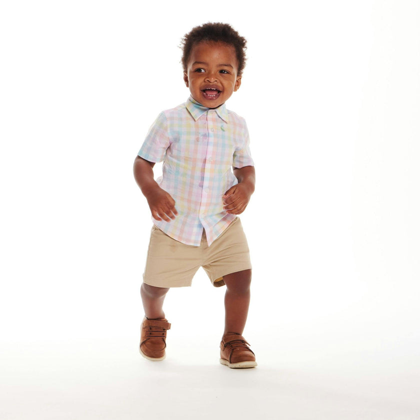 Infant 4 Piece Plaid Suspender Set