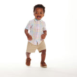 Infant 4 Piece Plaid Suspender Set