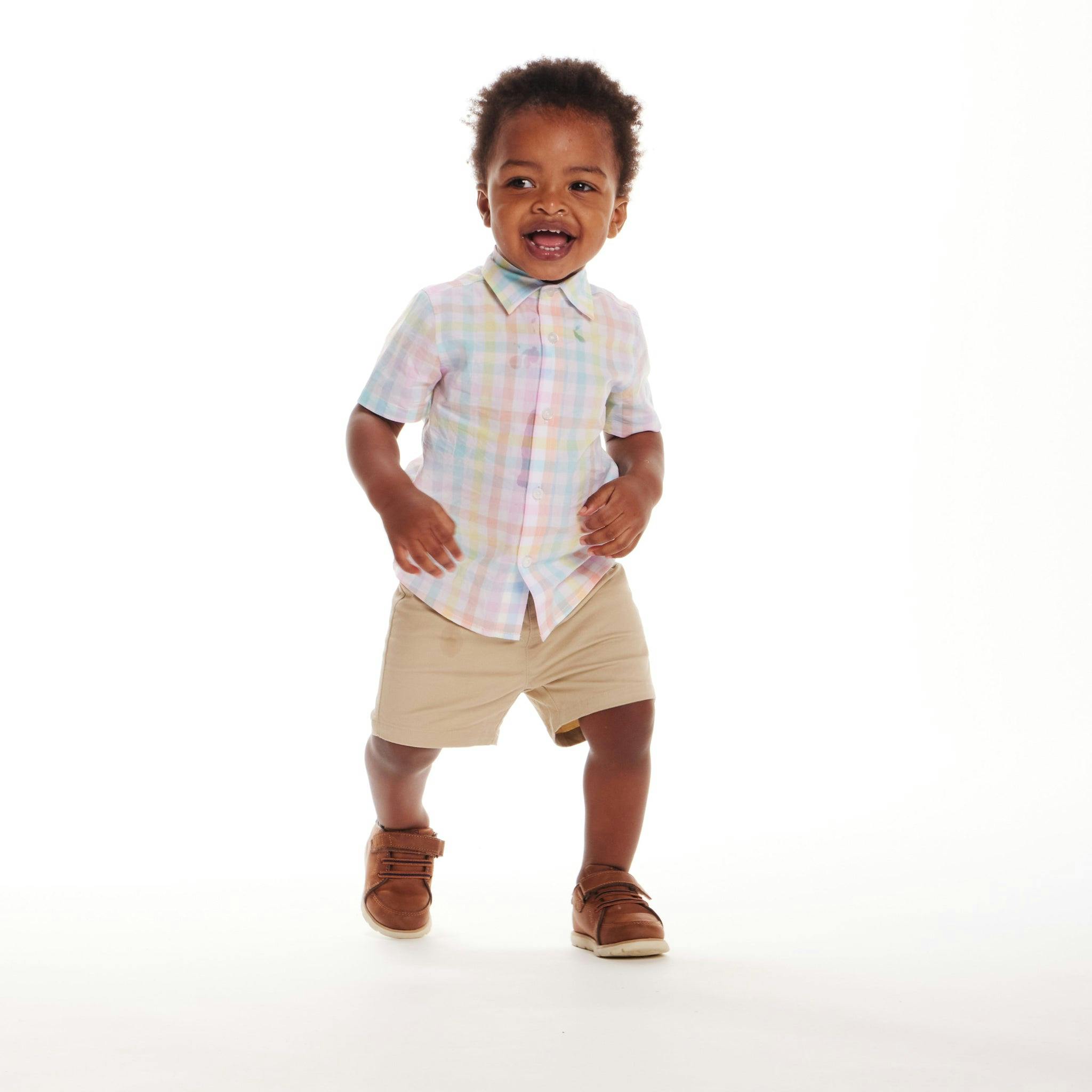 Infant 4 Piece Plaid Suspender Set