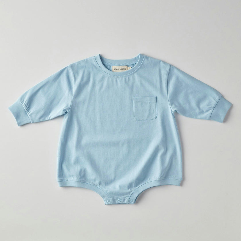 Harley Pocket Romper in Dream Blue