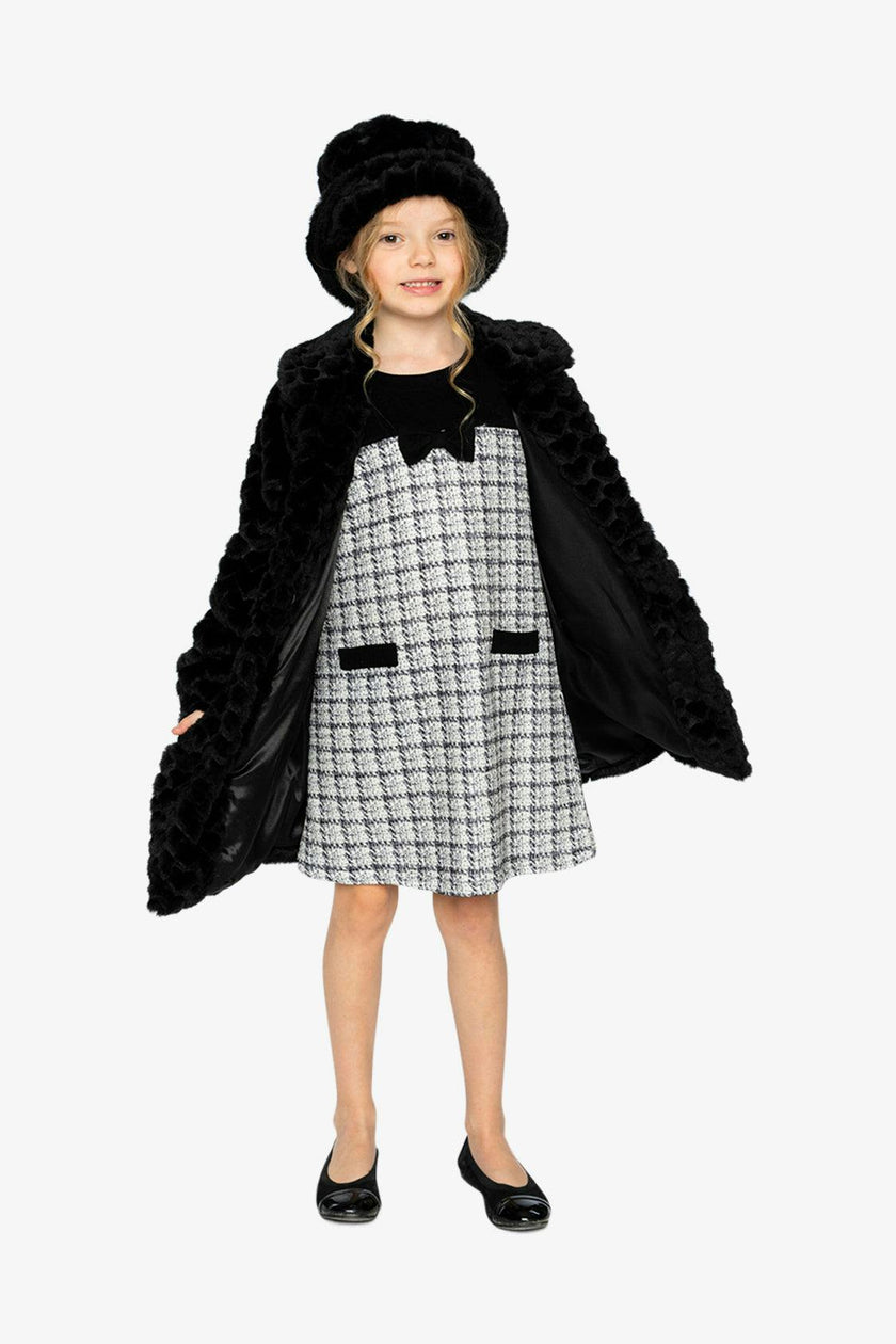 Faux Fur Long Coat Black