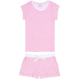 Women's Peony Jersey Short PJ Set - Pink Stripe Organic Stretch Cotton