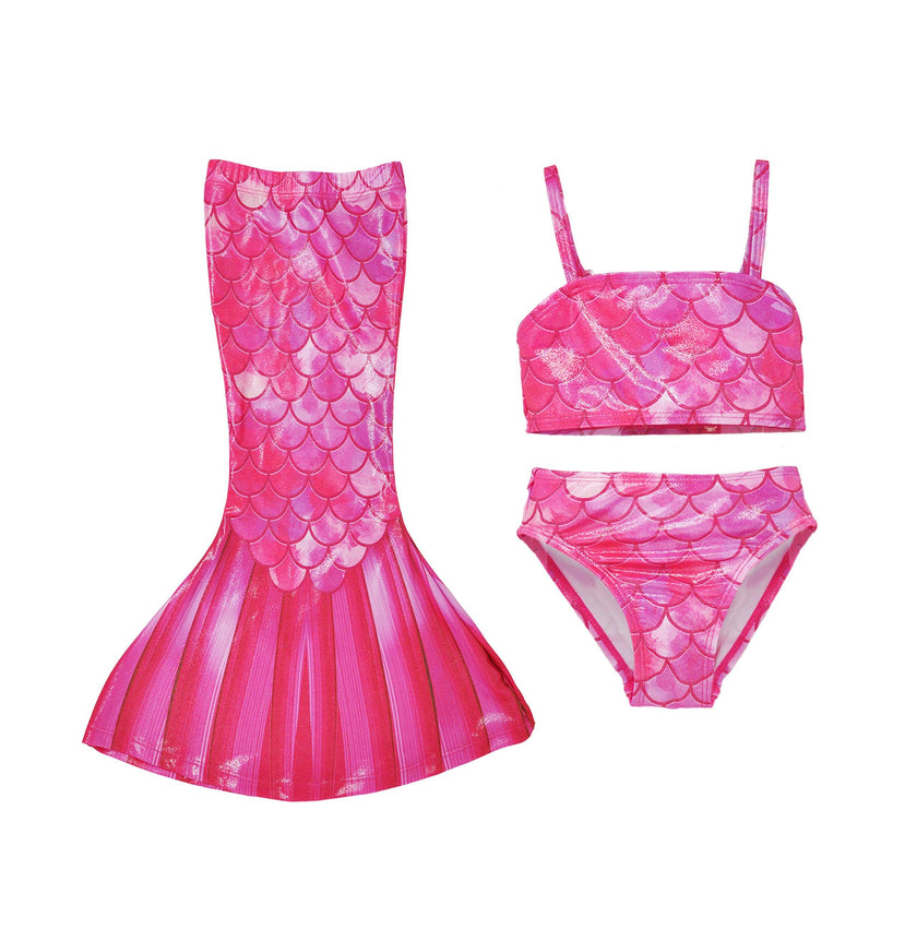 UPF 50+ 3 Piece Mermaid Swim Set - Shimmer Fabric