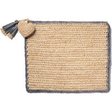 Large Raffia Pouch with Border