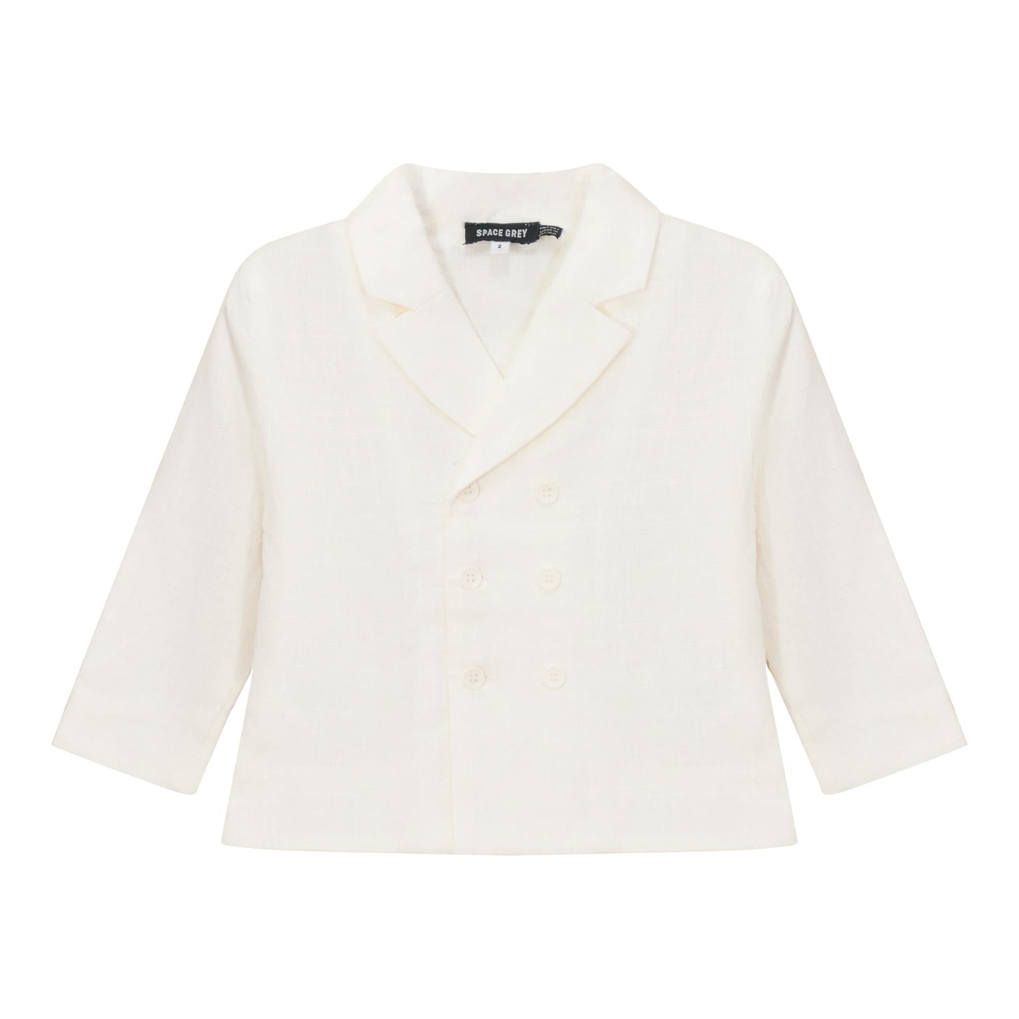 Woven Double-Breasted Button Front Blazer