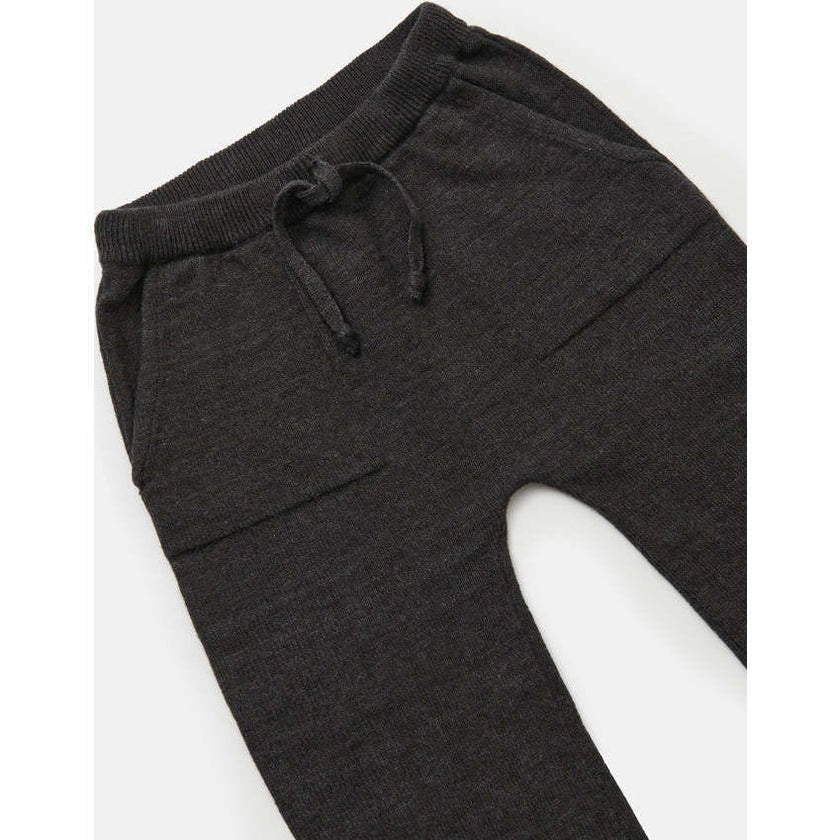 Chunky Ribbed Knit Elastic Waistband Drawstring Relaxed Fit Joggers