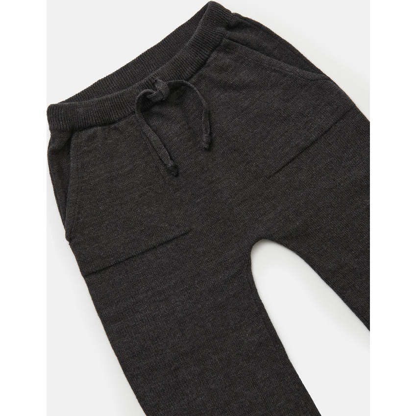 Chunky Ribbed Knit Elastic Waistband Drawstring Relaxed Fit Joggers