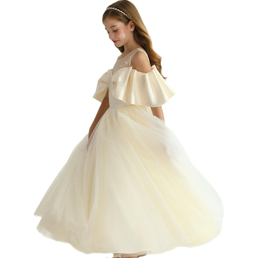 Champagne Tulle Bow Amica Dress