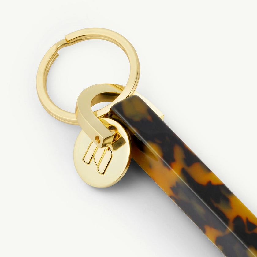 Bar Keychain in Classic Tortoise - Gold
