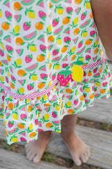Printed Seersucker Dress With Fruit