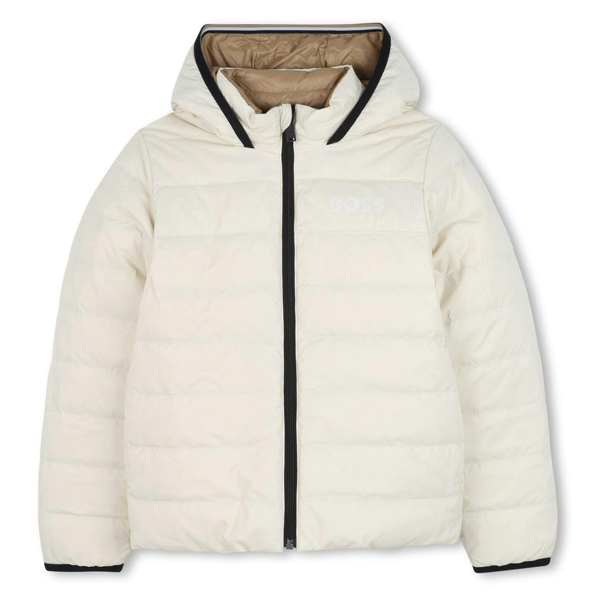 Beige Hooded Puffer Coat