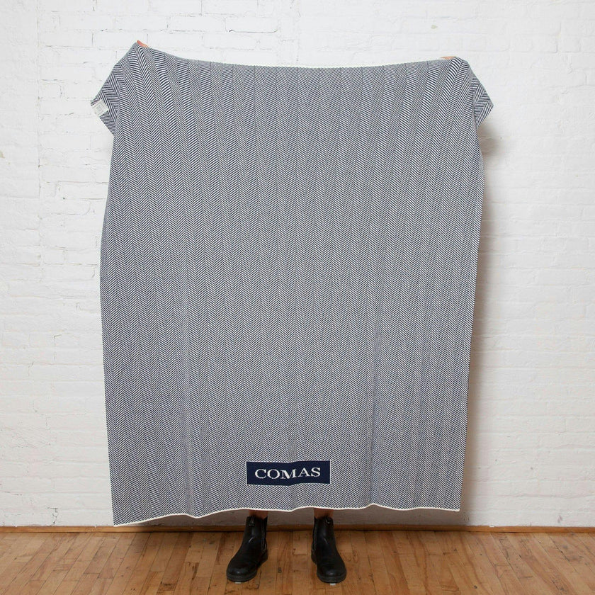 Custom Personalized Sustainable Knit Throw Blanket - Herringbone Name