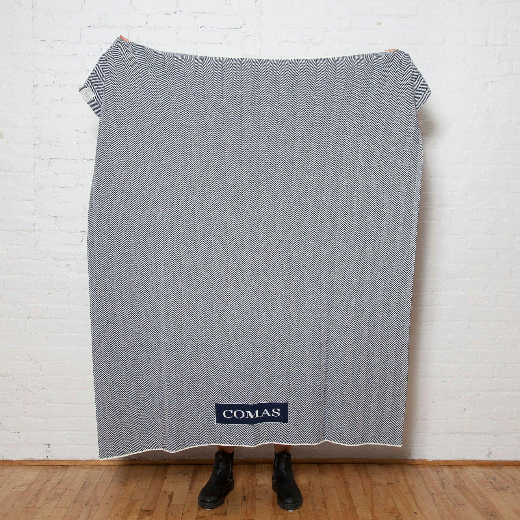 Custom Personalized Sustainable Knit Throw Blanket - Herringbone Name