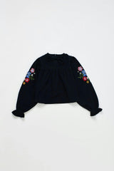 FLORECITAS MICROCORDUROY TOP BLACK