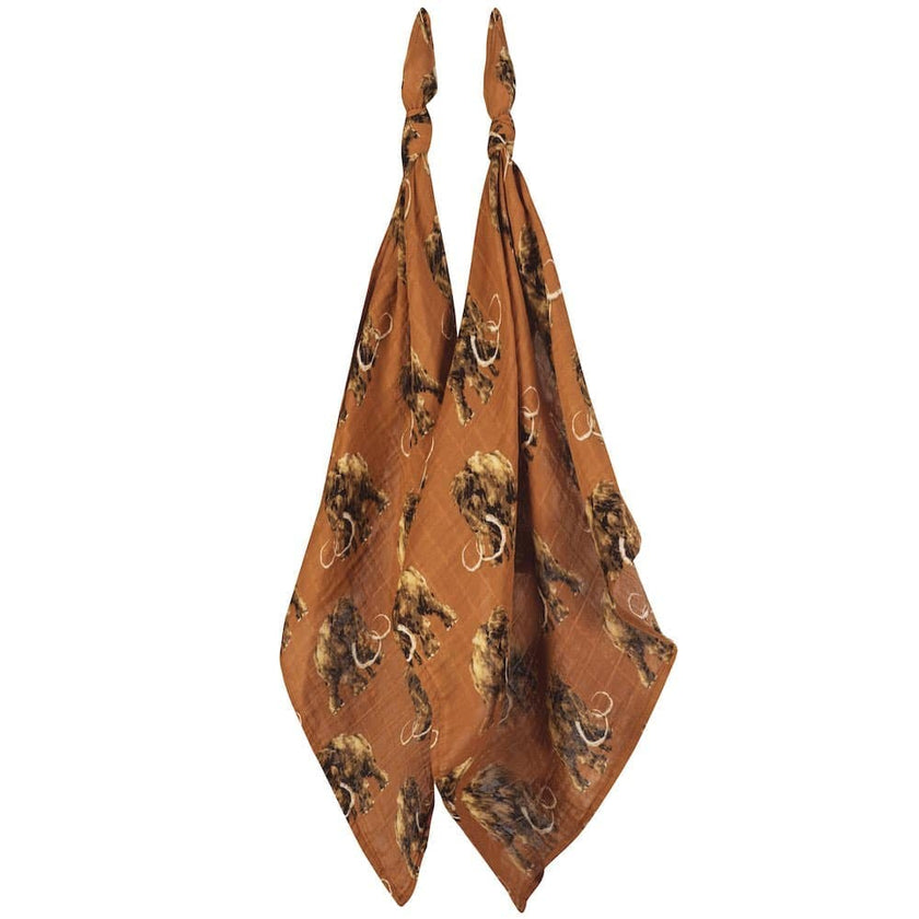 Woolly Mammoth Organic Cotton Muslin Two-Piece Burp Cloth Set