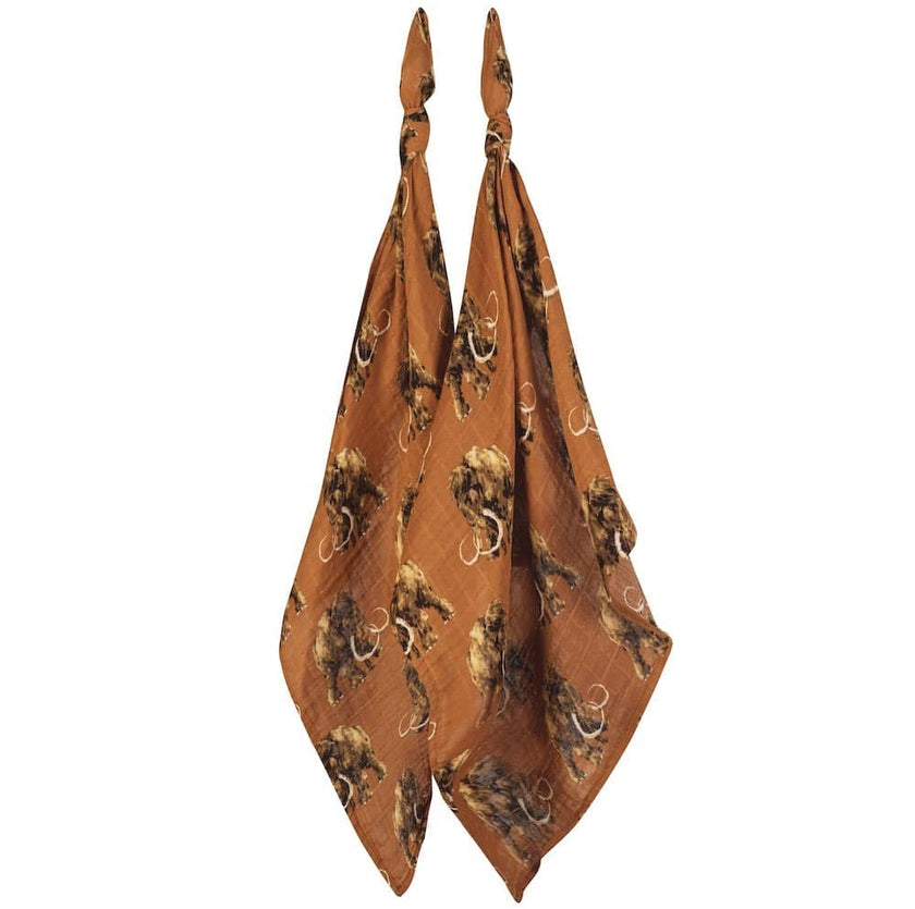 Woolly Mammoth Organic Cotton Muslin Two-Piece Burp Cloth Set