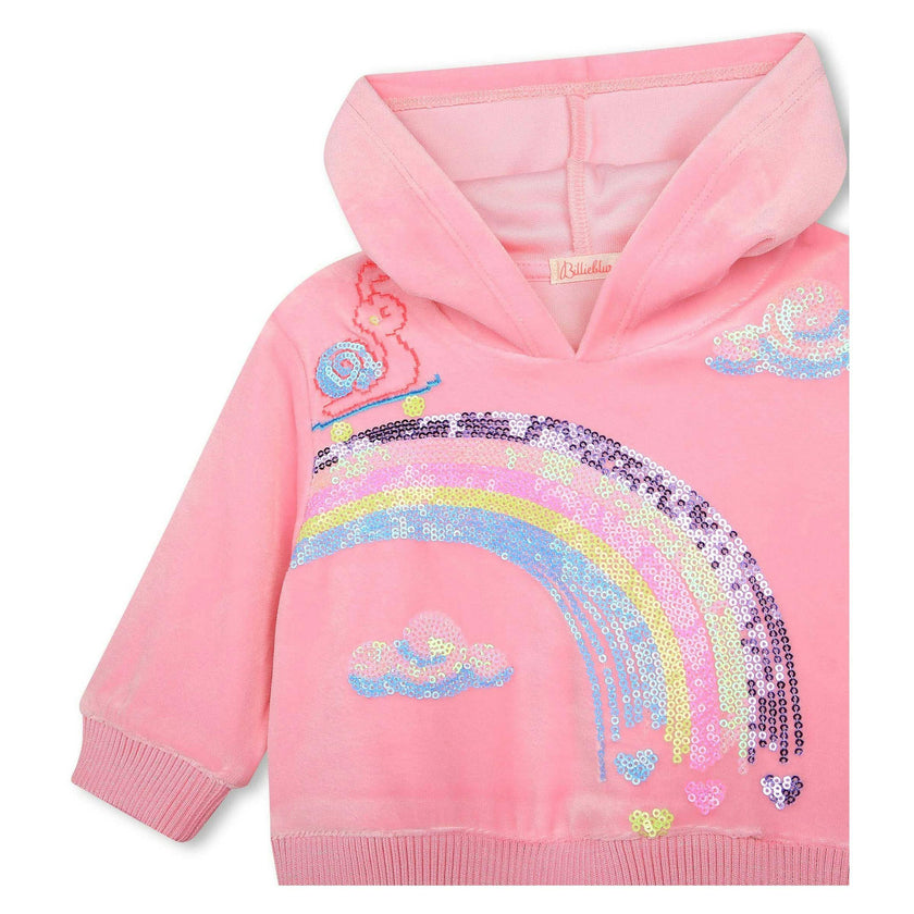 Pink Rainbow Hooded Velvet Dress