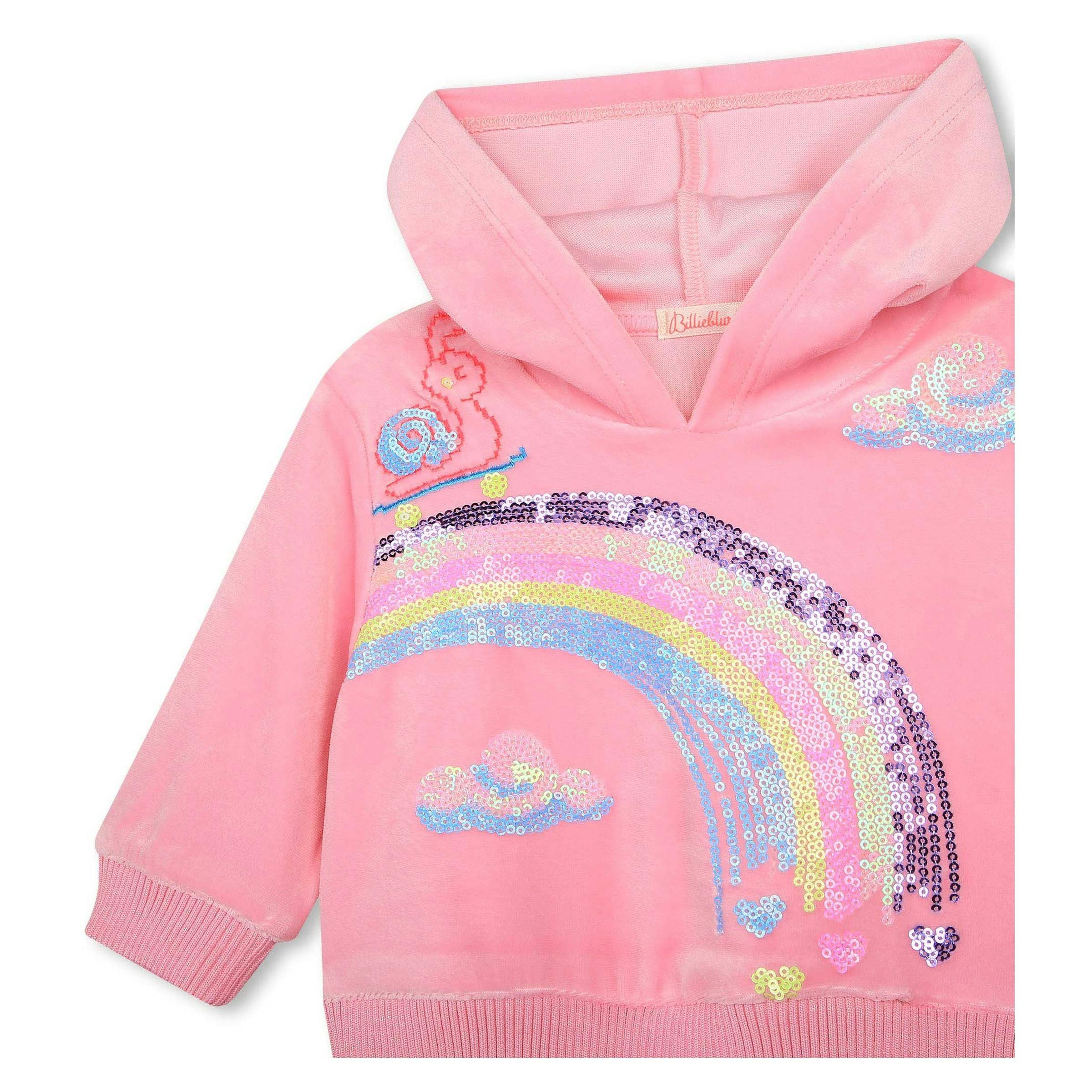 Pink Rainbow Hooded Velvet Dress