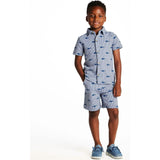 Boys Short Sleeve Cabana Set | Navy Stripe Shark