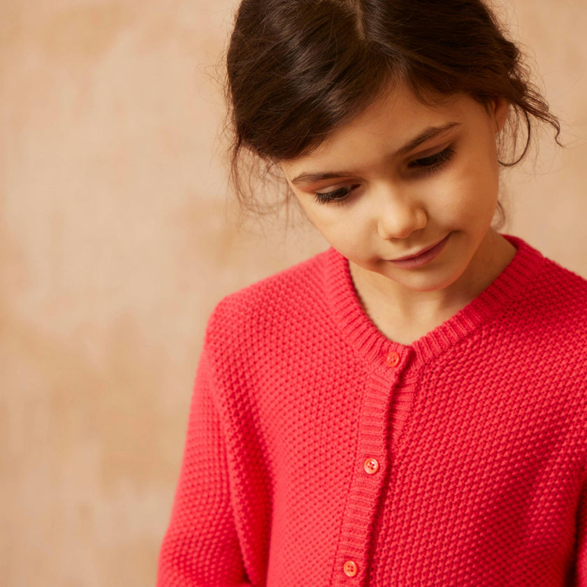 Moss Stitch Jacket | Raspberry