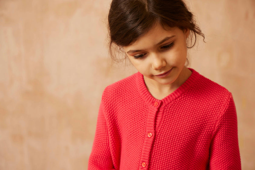 Moss Stitch Jacket | Raspberry