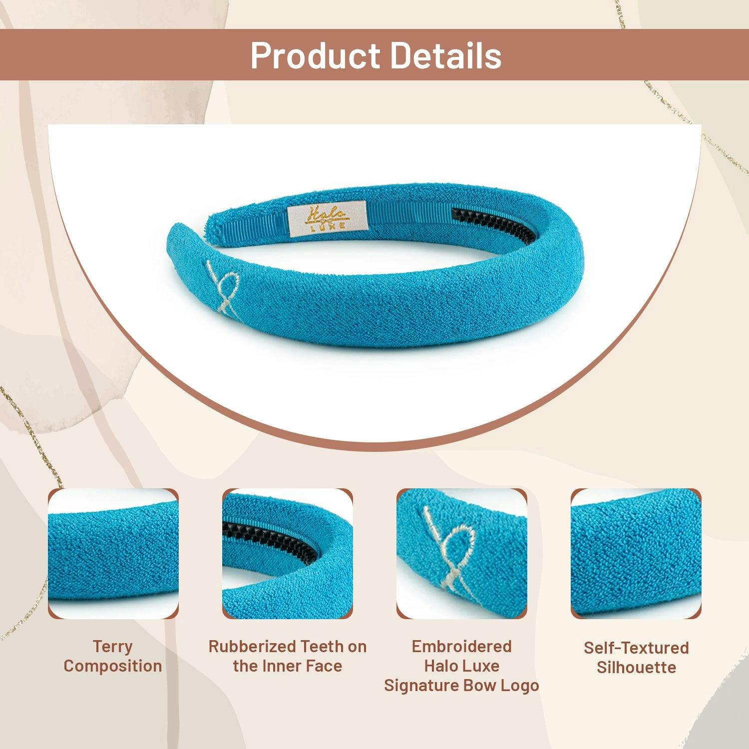 Halo Luxe Signature Terry Logo Headband - Teal