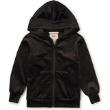 Ears Velour Hoodie, Black