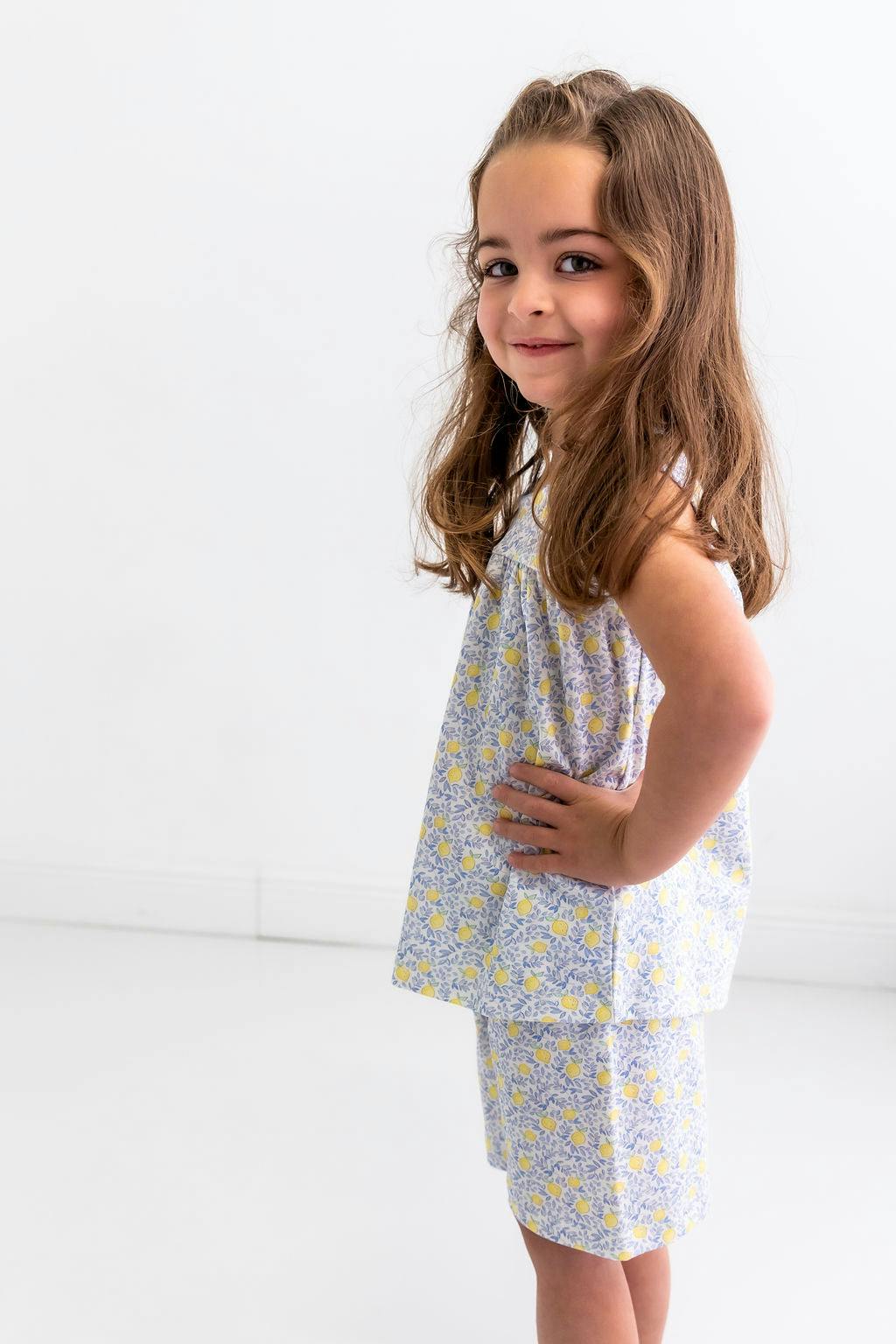 Lemons Girls Pima Cotton Short Pajama Set