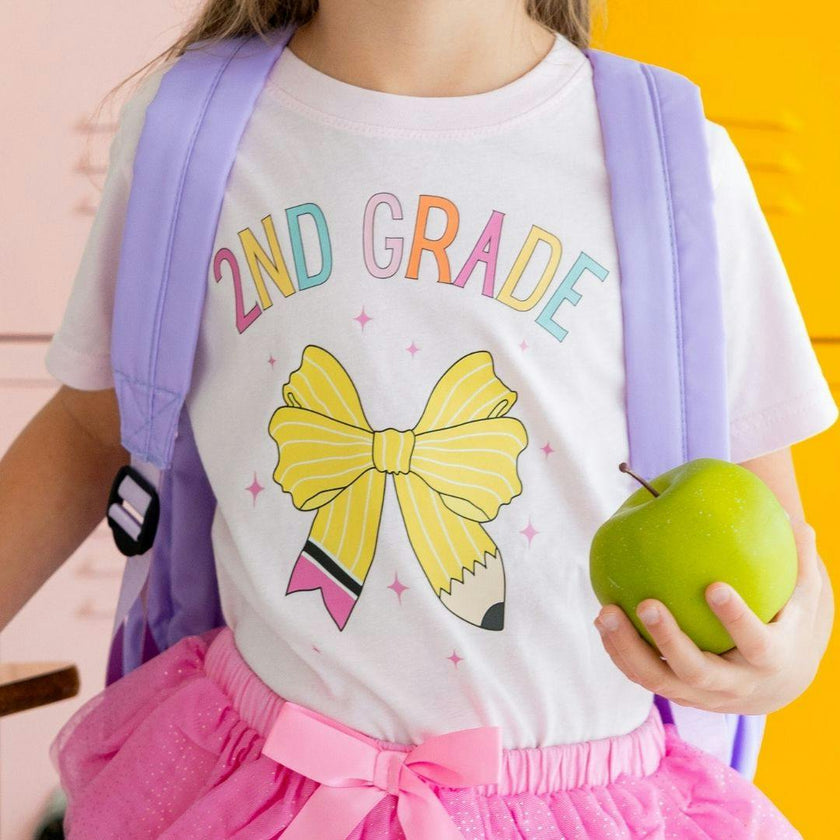 Second Grade Pencil Bow Short Sleeve T-Shirt