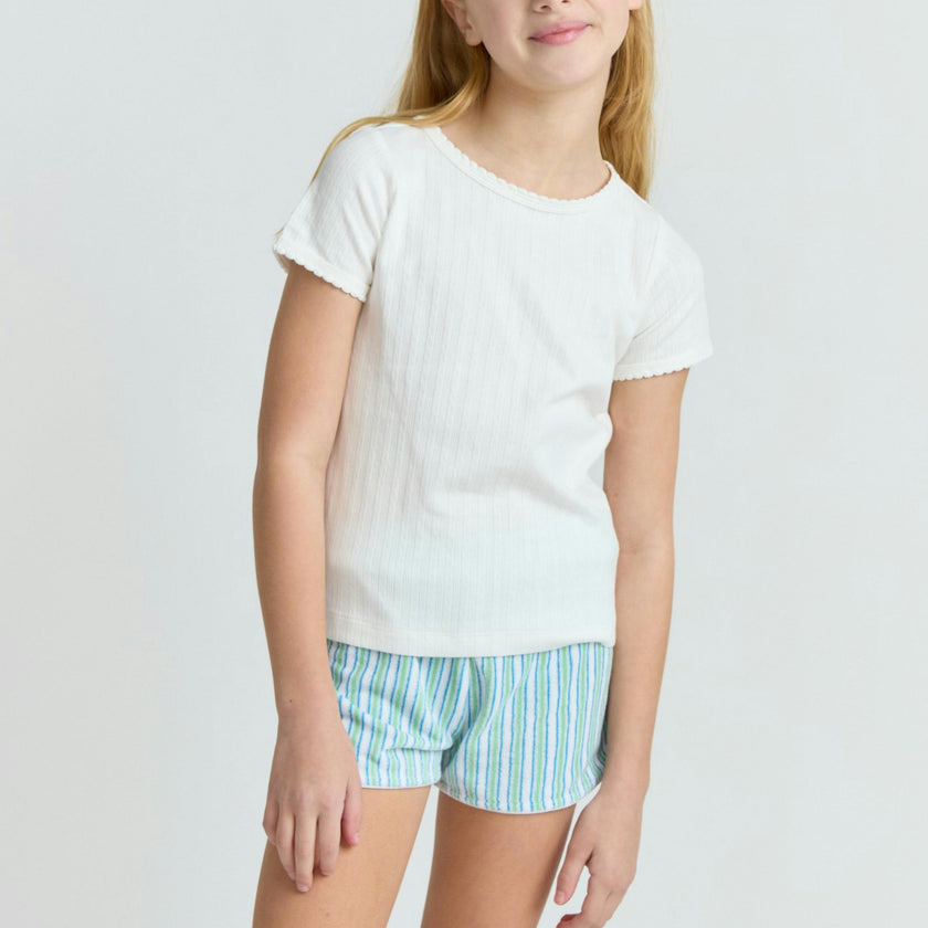 girls tamarin stripe french terry short