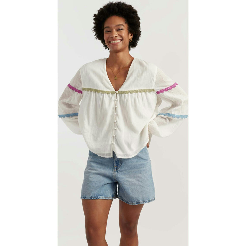 Cotton Rainbow Scallop Blouse