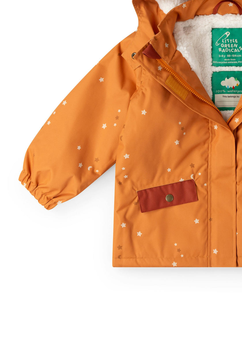 Gold Stars Recycled Waterproof Adventure Winter Coat, Gold
