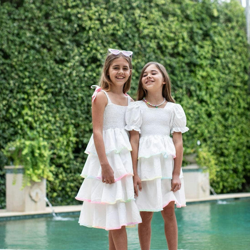 Rainbow Tiered Bow Dress