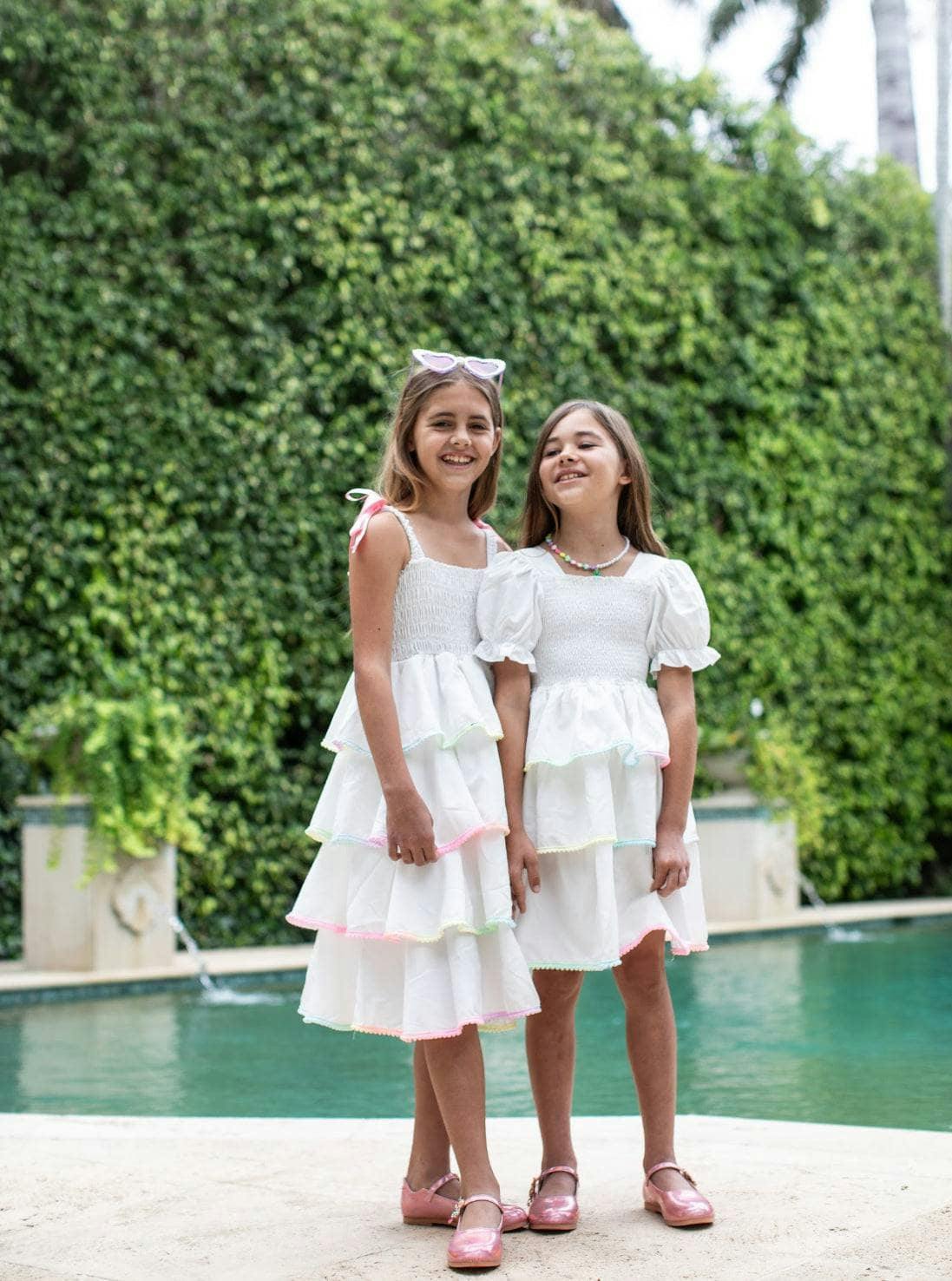 Rainbow Tiered Bow Dress