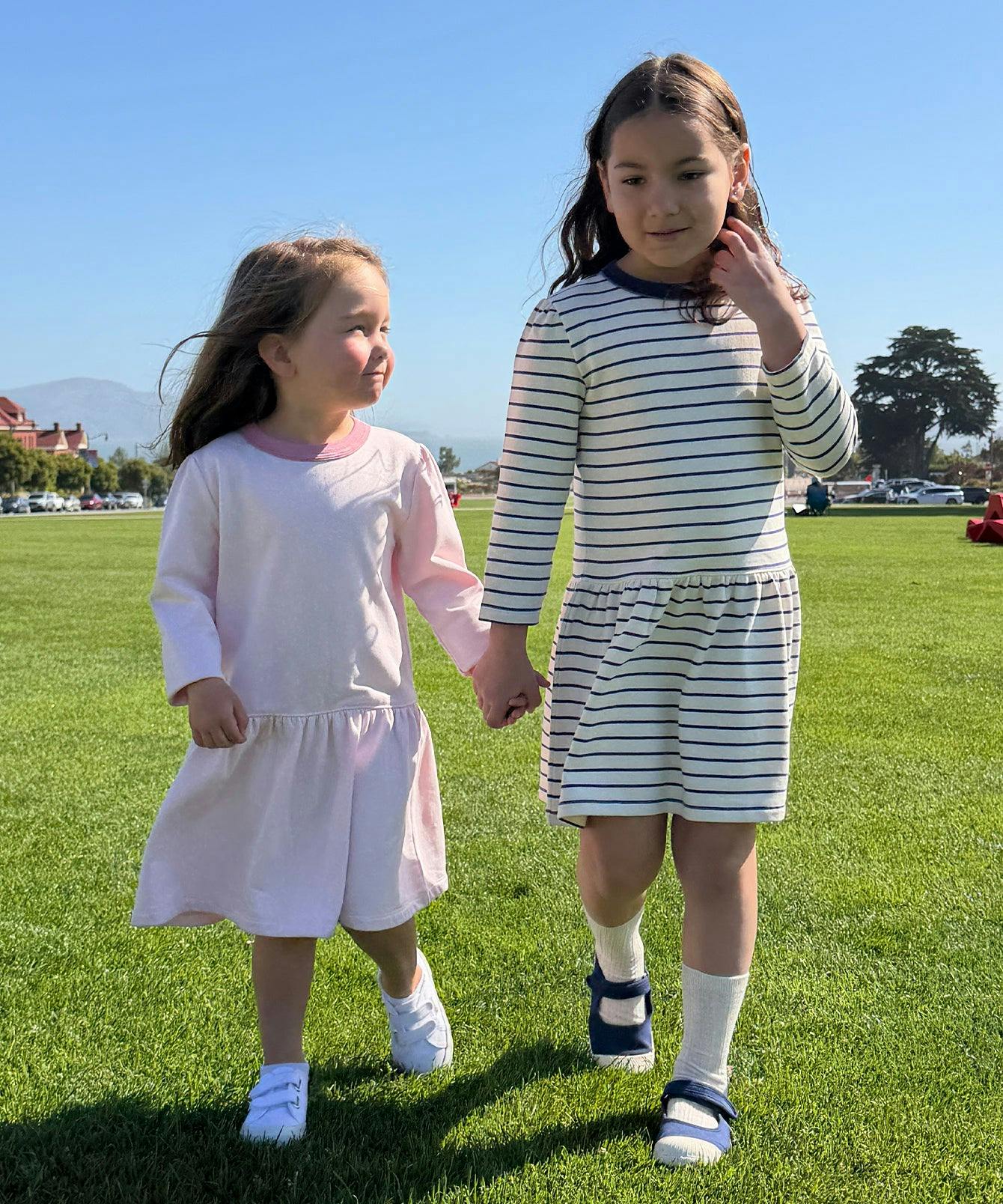 Isla Sweatshirt Dress, Navy French Stripe