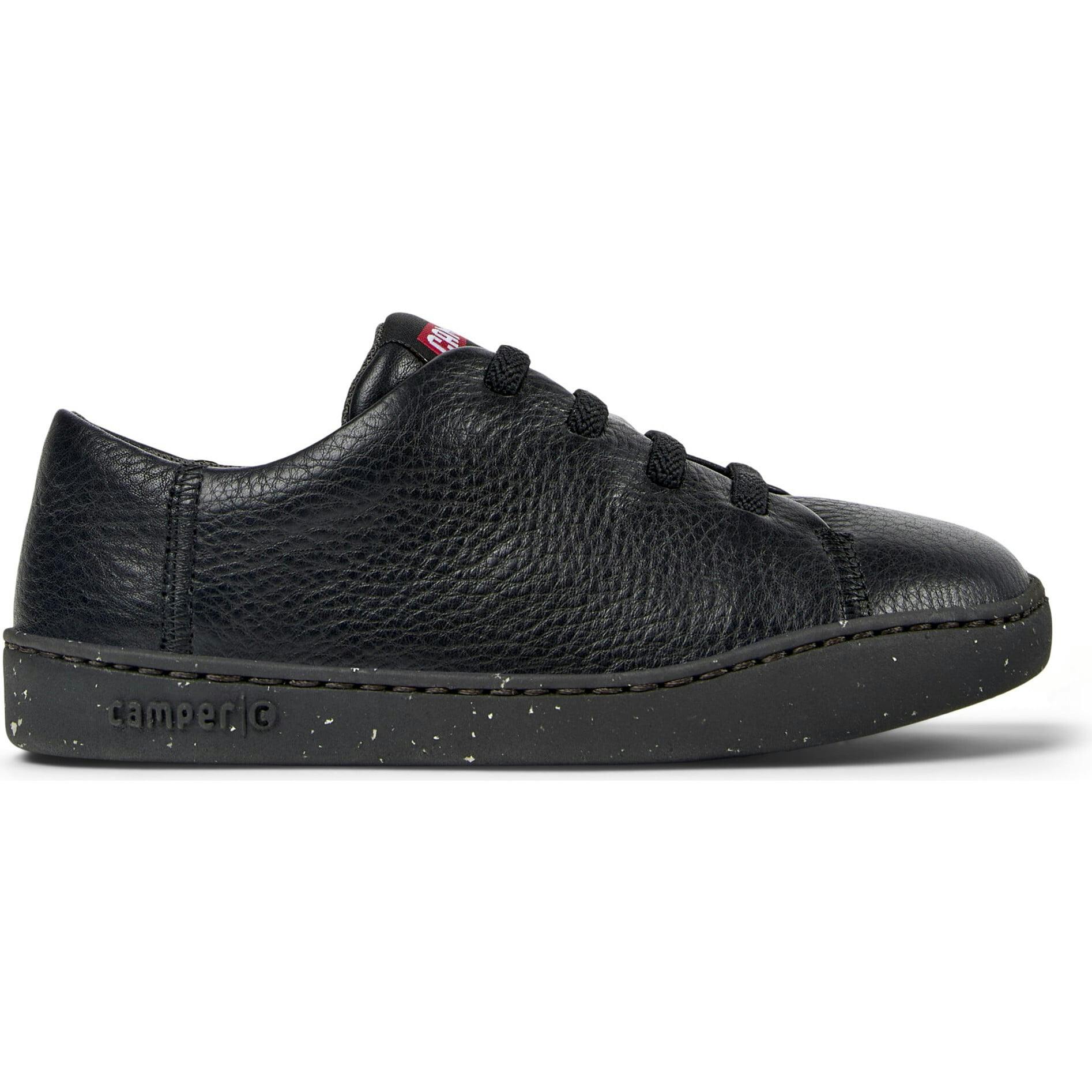 Kids Peu Touring Leather Sneakers, Black