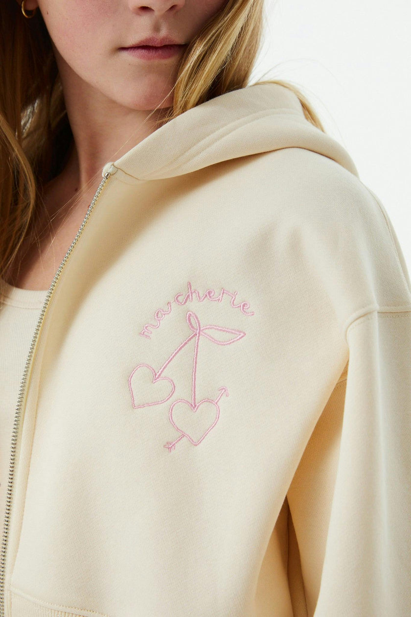 Mia Winter White French Terry Zip up Hoodie - Ma Cherie