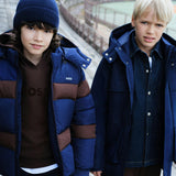 Navy Color-Block Puffer Jacket