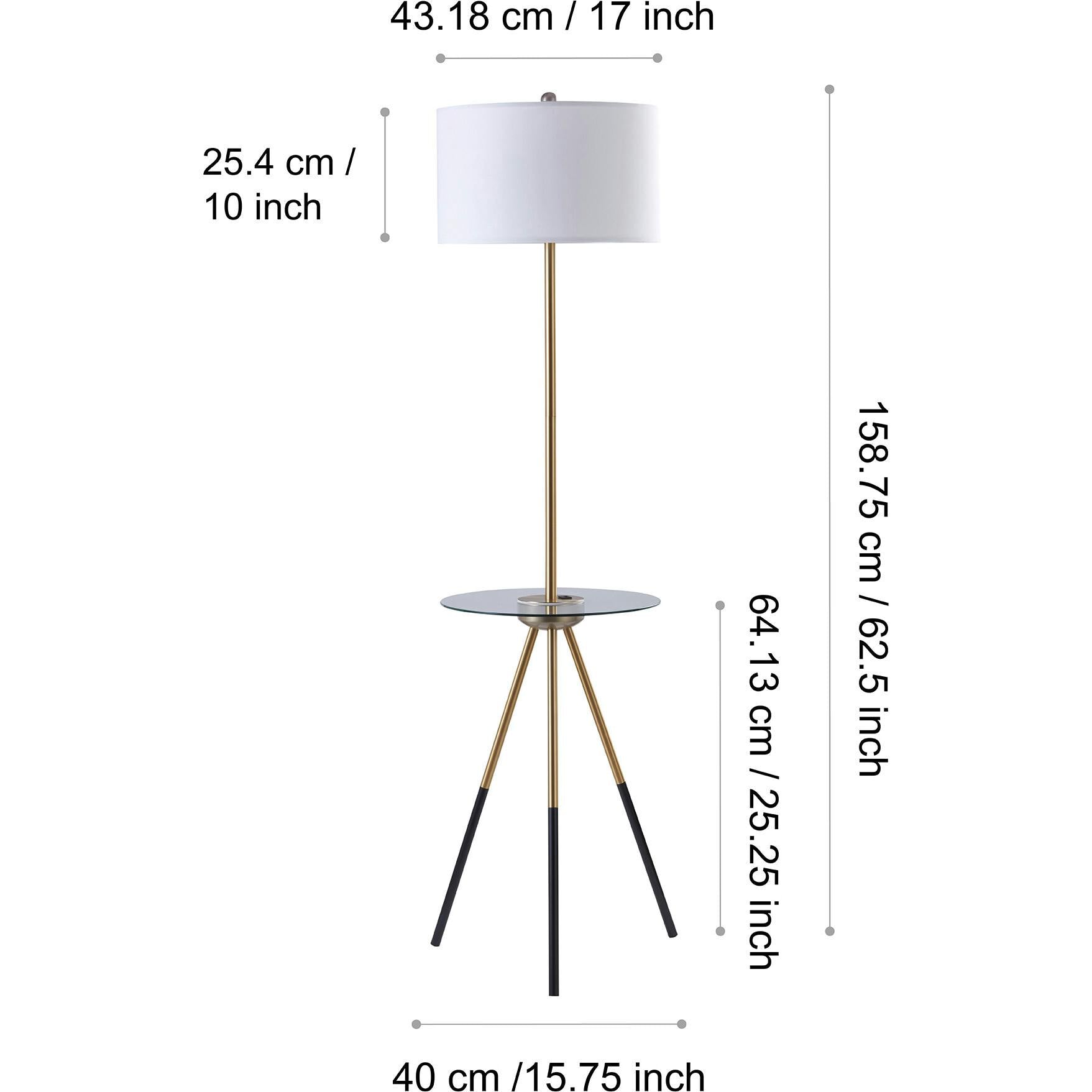 Myra Floor Lamp with Glass Table and Built-In USB