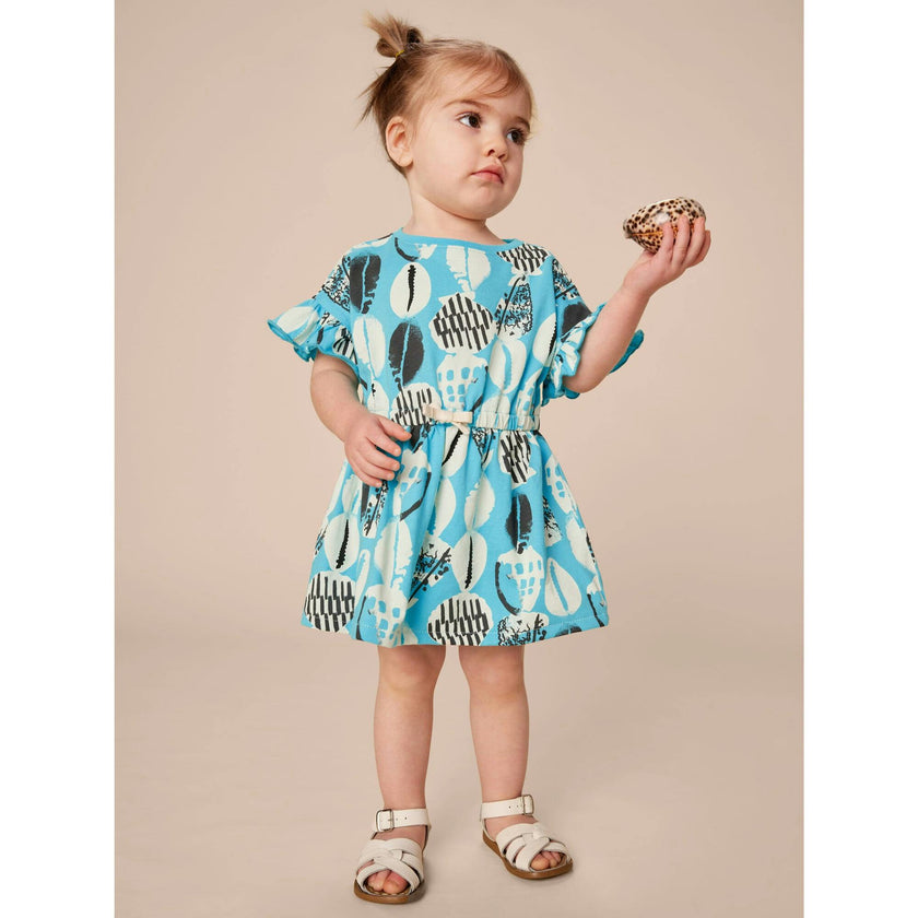 Tie Waist Short Flutter Sleeve Dress, Blue