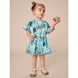Tie Waist Short Flutter Sleeve Dress, Blue