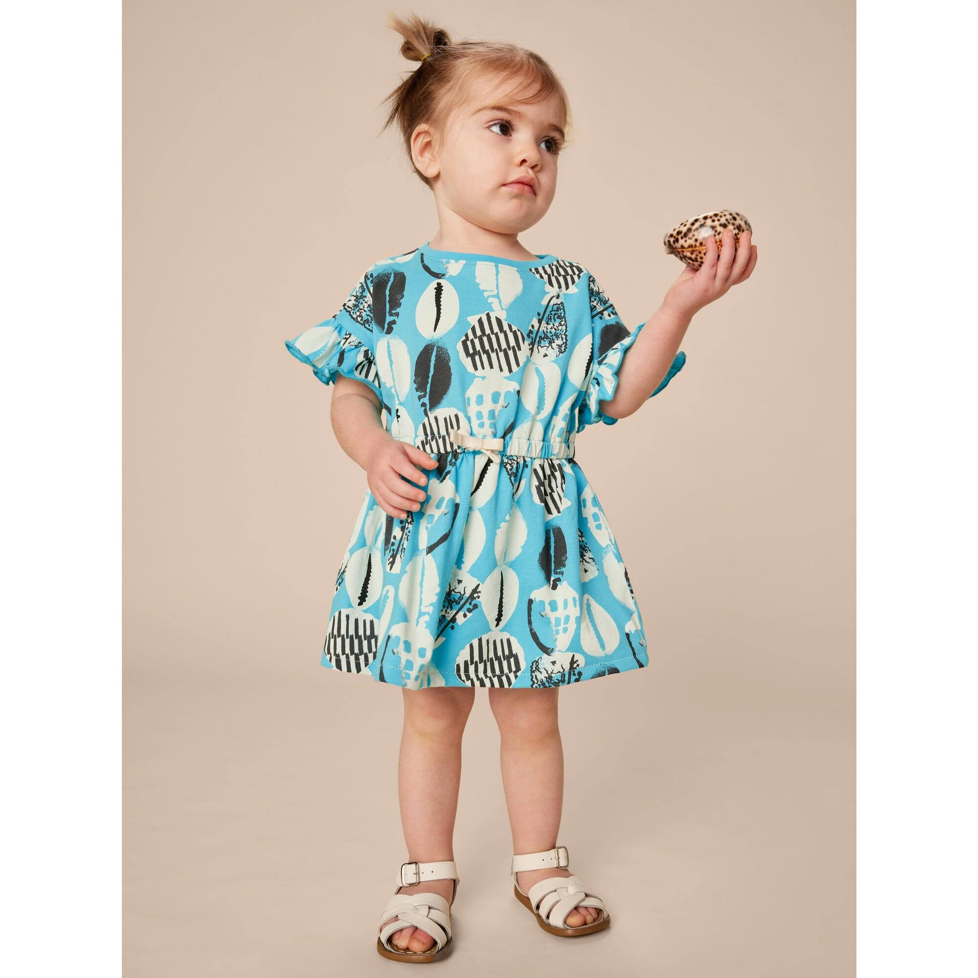 Tie Waist Short Flutter Sleeve Dress, Blue