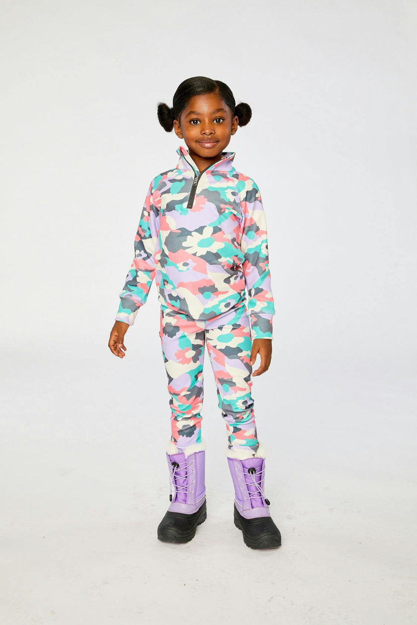 Two Piece Thermal Underwear Coral Camouflage Print