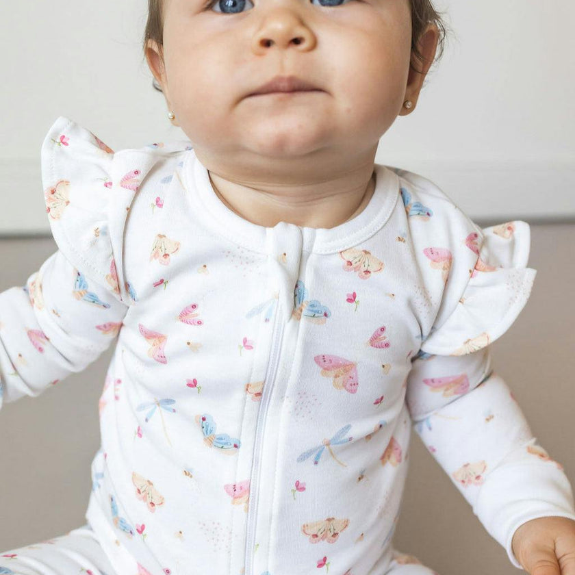 Butterflies Pima Cotton Baby One-Piece Pajamas
