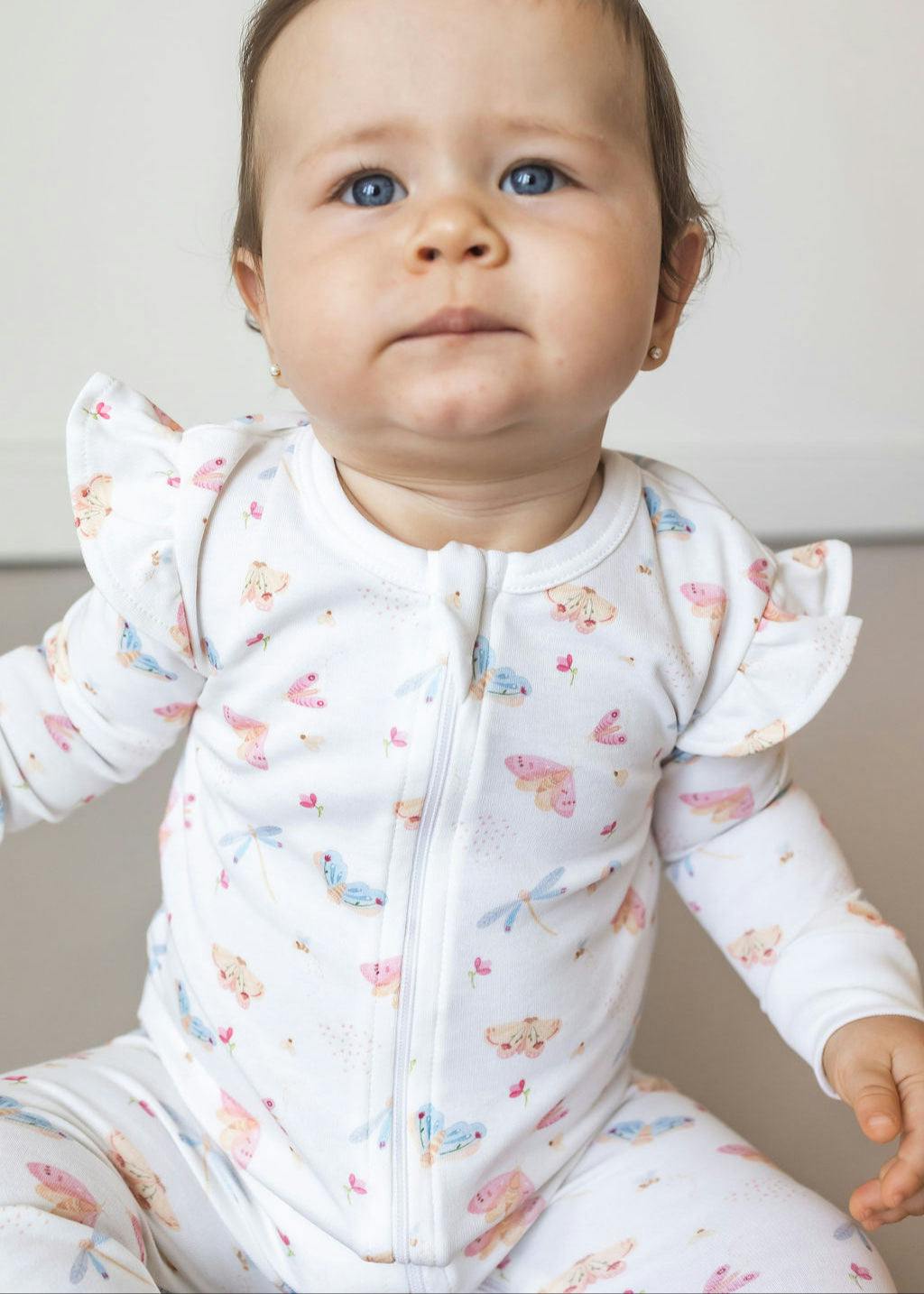 Butterflies Pima Cotton Baby One-Piece Pajamas